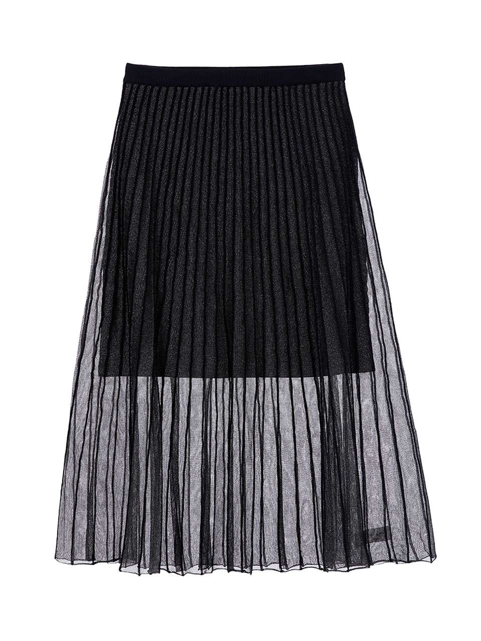 THE SEE-THROUGH PLEATED LONG SKIRT(PINK)